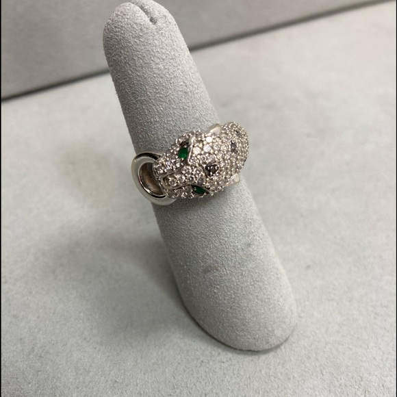EFFY Signature 14K White Gold Diamond and Emerald Ring - Picture 3 of 5